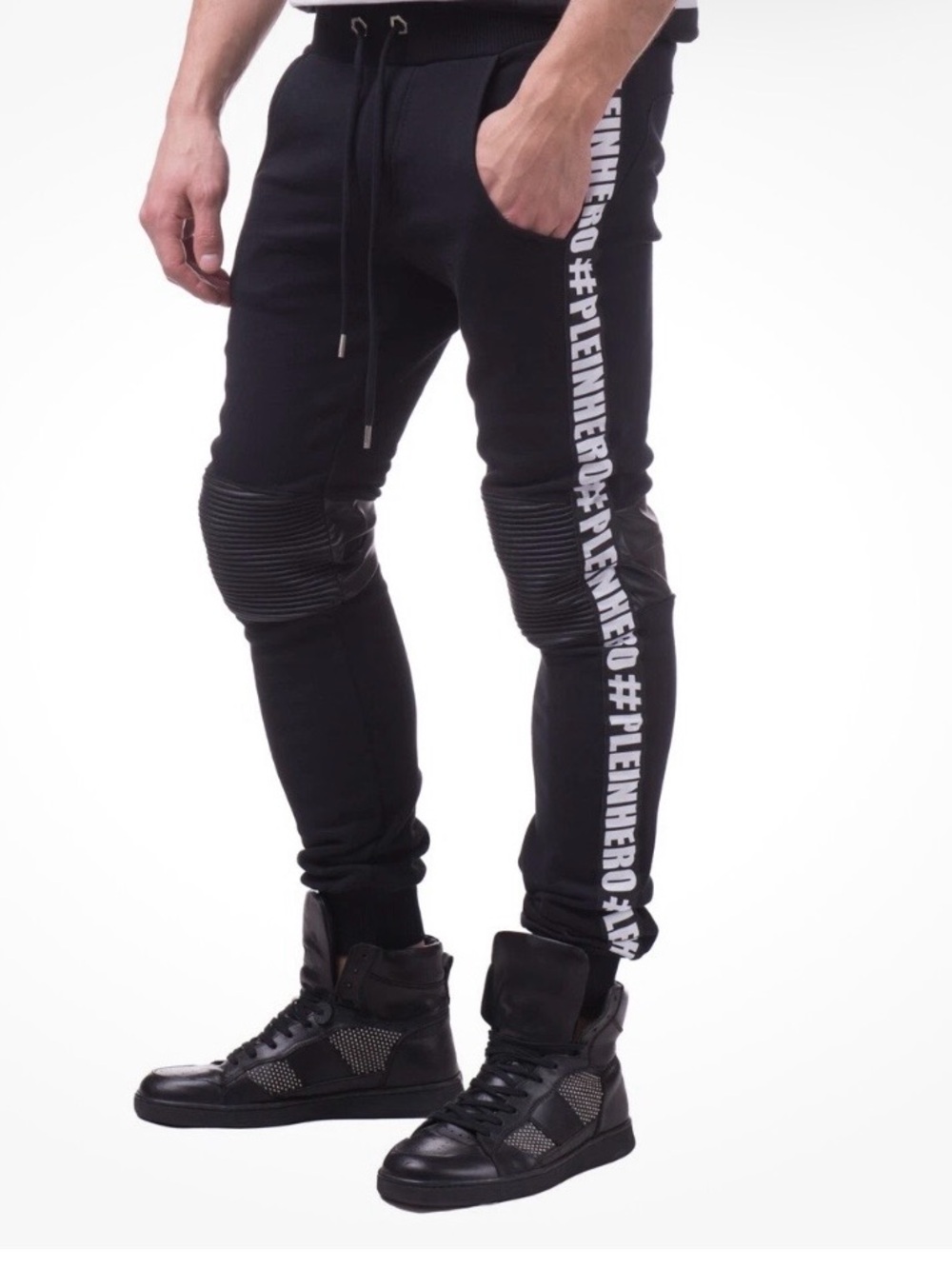 Philipp Plein Black Joggers with White Side Script Size S
